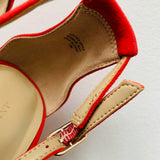 Ann Taylor Red Suede Block Heel Pumps Size 10