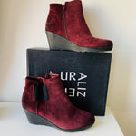 Naturalizer Laila Bordo Burgundy Suede Wedge Boot Size 10