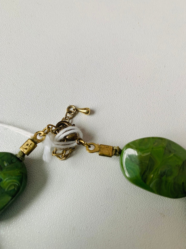 Green Beaded Chunky Statement Necklace