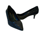 Nine West Xeena Black Glitter Kitten Heel Pump Women’s Size 10.5