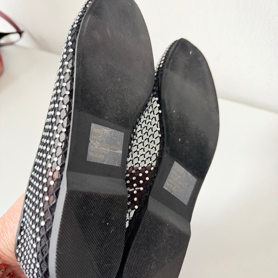Dolce Vita Black Mesh Rhinestone Ballet Flats New Size 7.5