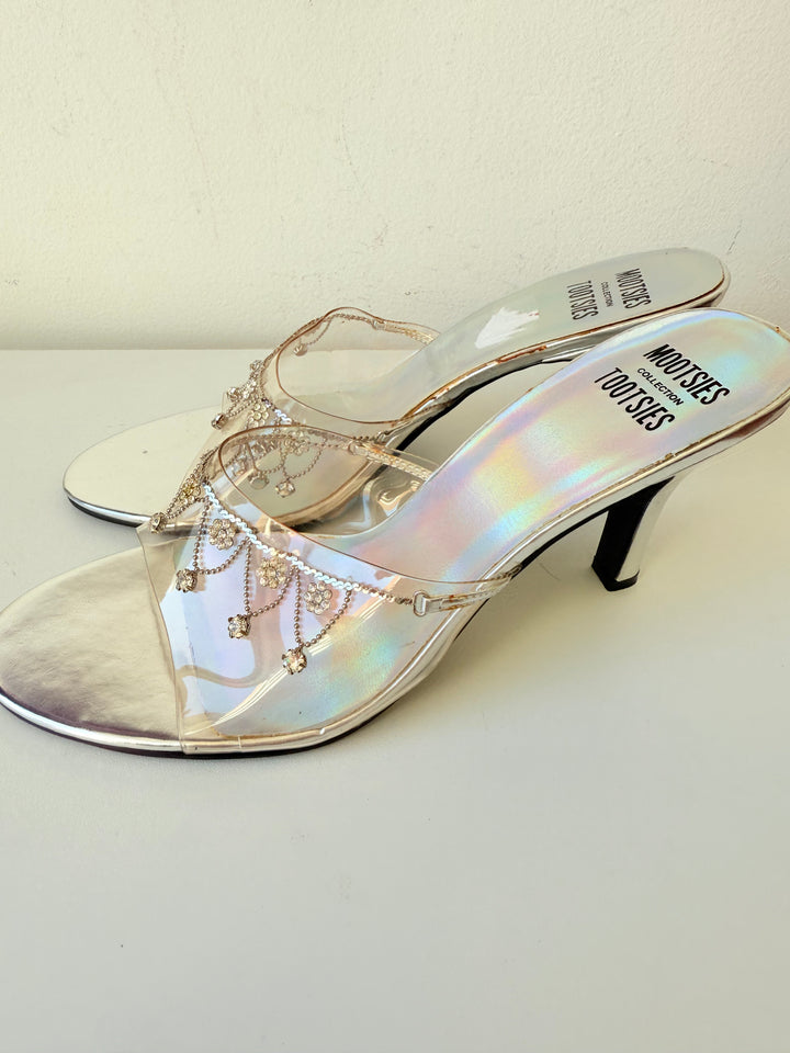 Mootsie Tootsie Moadrey Clear Slip on Heeled Mules Size 10