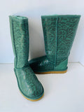 Ugg Australia Tall Flora Shearling Green Suede Boots Size 7