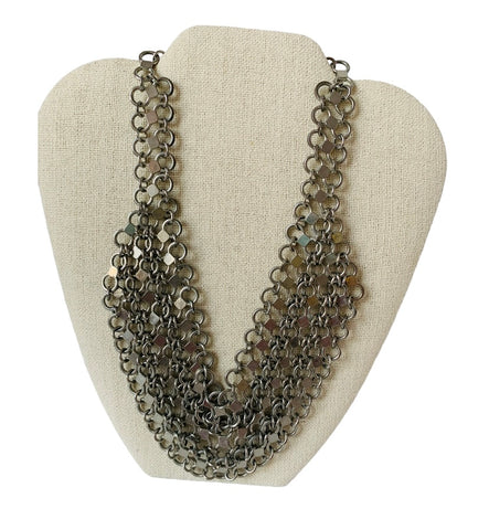 Silver Tone Chain Statement Necklace