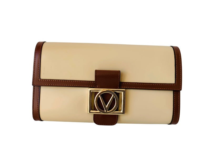 Valentino by Mario Valentino Ava Leather Crossbody/Clutch Handbag in Carob