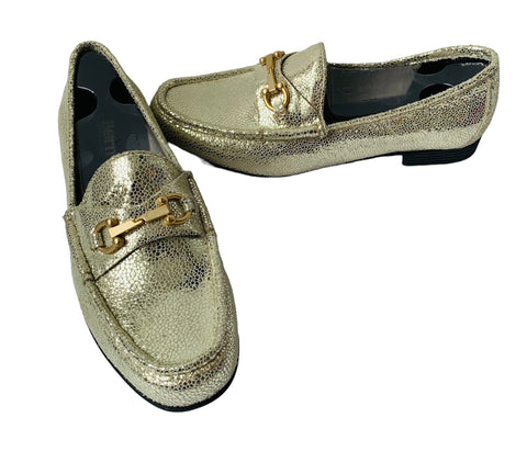 Born Ardsley Platino Gold Textured Metallic Loafers Size 8.5 New