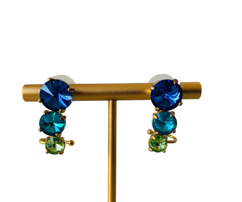 Baublebar Cesli Ear Crawler Earrings in Ombré Green Blue Gold