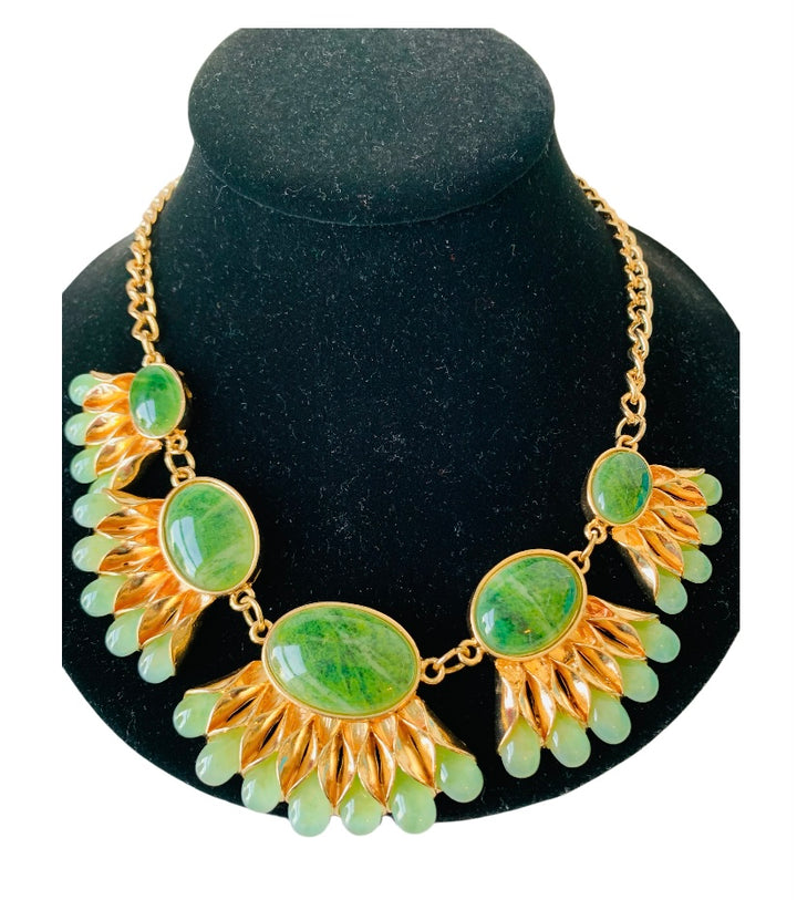 Green and Gold Statement Necklace