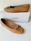 Nordstrom Tan Leather Quilted Ballet Flats Size 7.5W