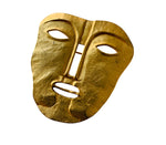 Maxine Denker Matte Gold Tone Tribal Face Mask Pin/Brooch, Unsigned