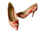 Nine West Tatiana Pointed Stiletto Pump In Orange & White Size 10.5