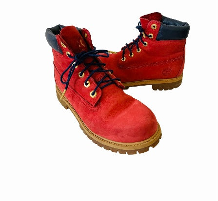 Timberland Limited Edition Red and Blue 6” Premium Boots Size 6 (fit ladies 7.5)