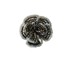 Beaded Flower Stretch Ring In White and Grey NWT