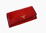 Prada Vitello Daino Leather Continental Red Wallet