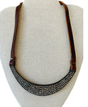 Rebel Design Leather and Stone/Crystal Bib Necklace