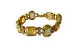 Yellow Rhinestone Bracelet in Gold Tone