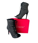 Shoedazzle Mackenzie Rhinestone Black Booties Size 7 NEW IN BOX