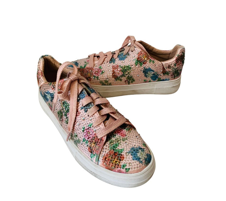 Le Shulah Floral Sparkle Sneakers Size 8.5