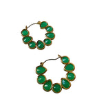 Green Stone Hoop Pierced Earrings