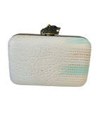 House of Harlow Leather Clutch/Crossbody Handbag With Rhinestone Panther Closure & Removable Chain