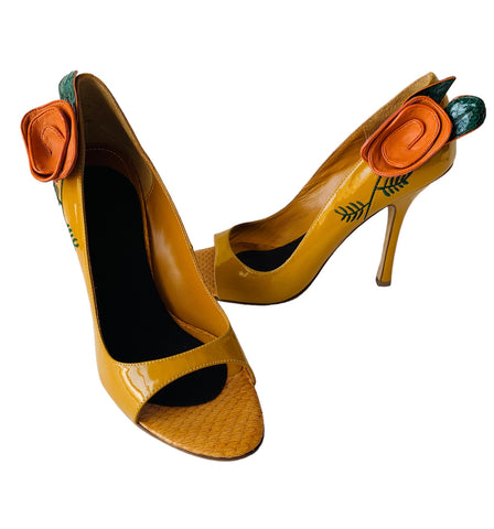 Joey Hope Mustard/Yellow Patent Peep Toe Heels Women’s Size 10