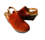 Born BOC Picante Rust Suede May Slingback Platform Wedge Mule Clog Size 8