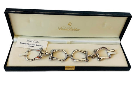 Brooks Brothers Sterling Silver Rhodium Plated Horse Bit Bracelet New