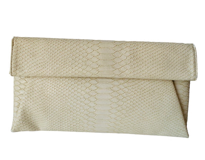 Urban Expressions Cream Vegan Faux Snakeskin Envelope Clutch/Crossbody Handbag NWT