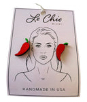 Le Chic Miami Red Hot Chili Pepper Pierced Earrings