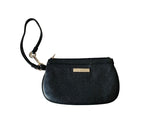 Calvin Klein Black Pebble Grain Leather Wristlet