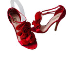 Glint Satin Rosette Red Pumps/Sandals Size 7