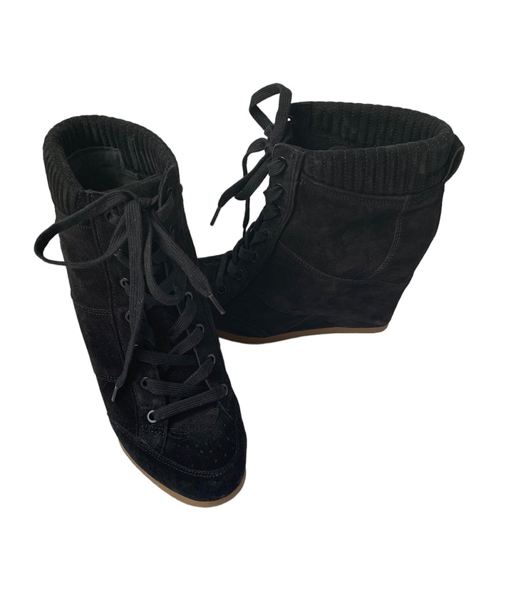 Veronica Beard Black Elissa Suede Wedge Sneaker Bootie Size 10