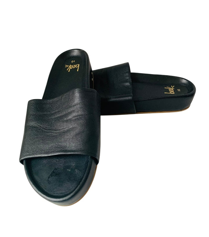 Beek Black Leather Slide on Sandals Size 10