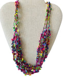 Congo Handmade Multicolored Fringe Fabric Necklace NWT