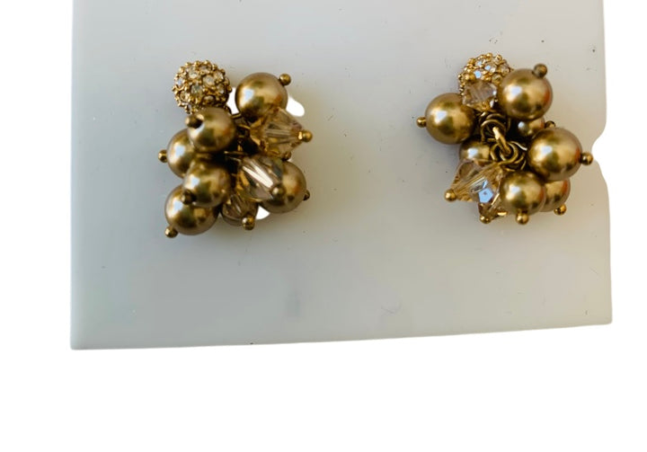 Givenchy New With Tags Gold Bead & Rhinestone Earrings