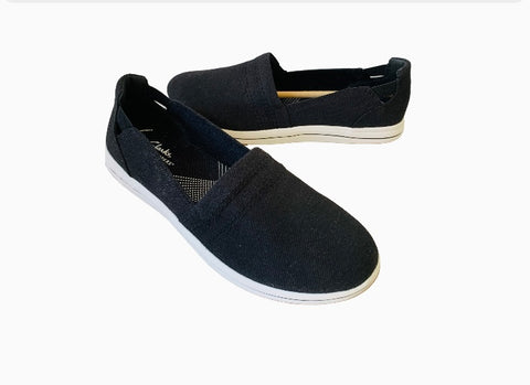 Clarks Cloudsteppers Black Breeze Step II Canvas Slip On Shoes New In Box Size 10