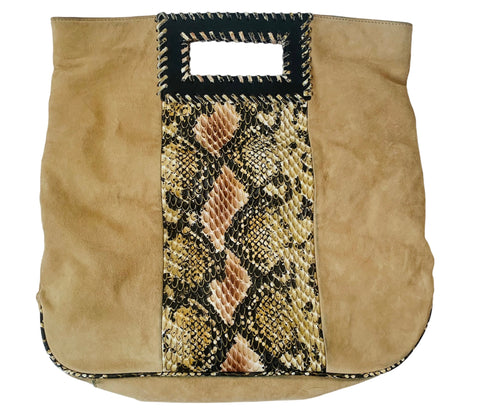 Vintage Reign Deerskin Faux Snakeskin Convertible Foldover Clutch/Handbag