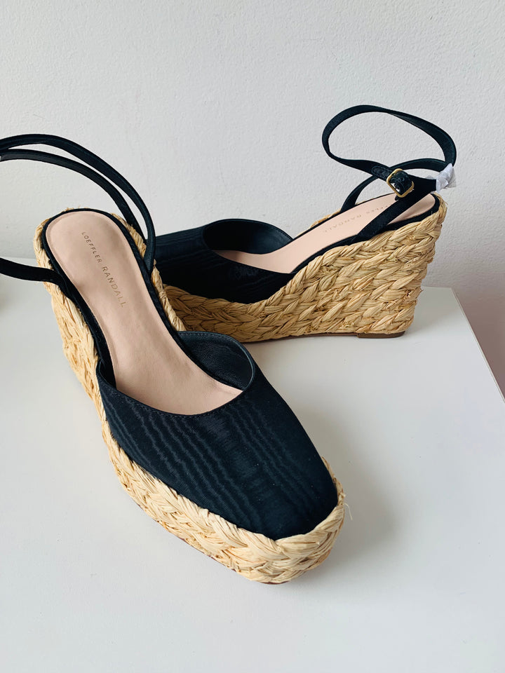 Loeffler Randall Tallulah Black Wedge Closed Toe Sandals Size 10 New in box