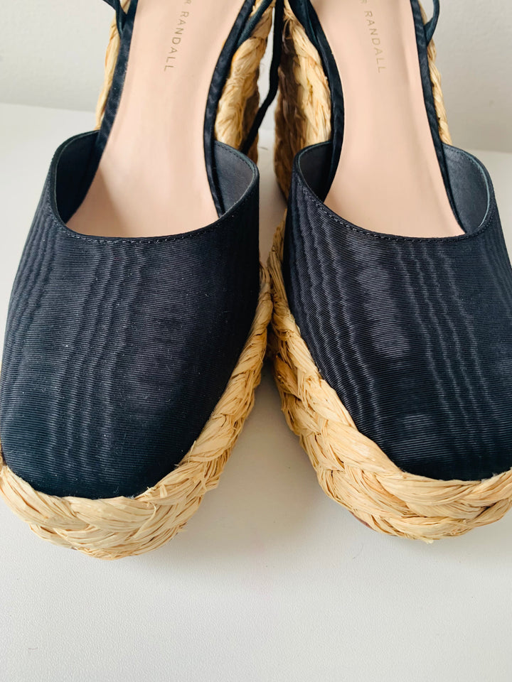 Loeffler Randall Tallulah Black Wedge Closed Toe Sandals Size 10 New in box