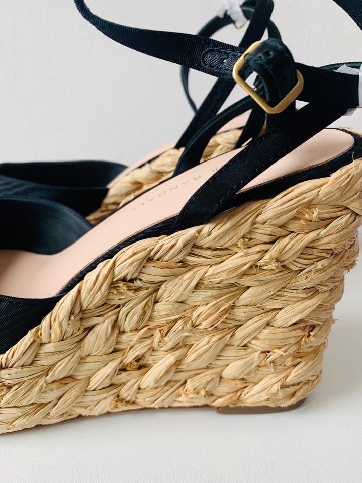 Loeffler Randall Tallulah Black Wedge Closed Toe Sandals Size 10 New in box