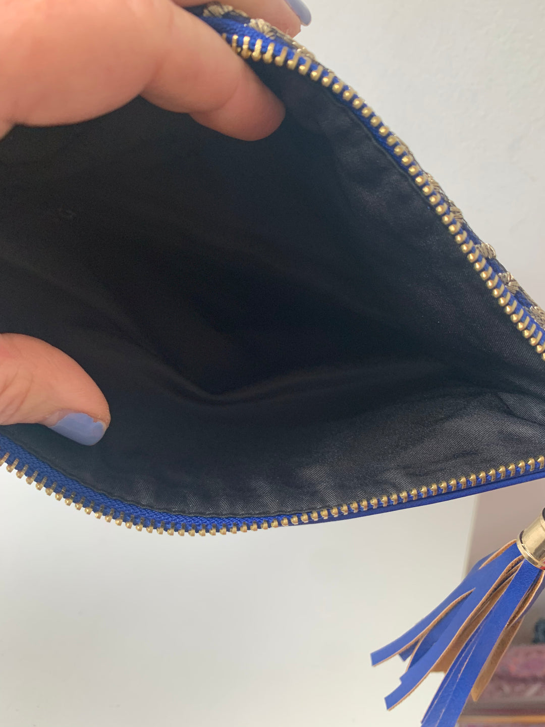 Blue and Gold Vegan Crossbody Handbag