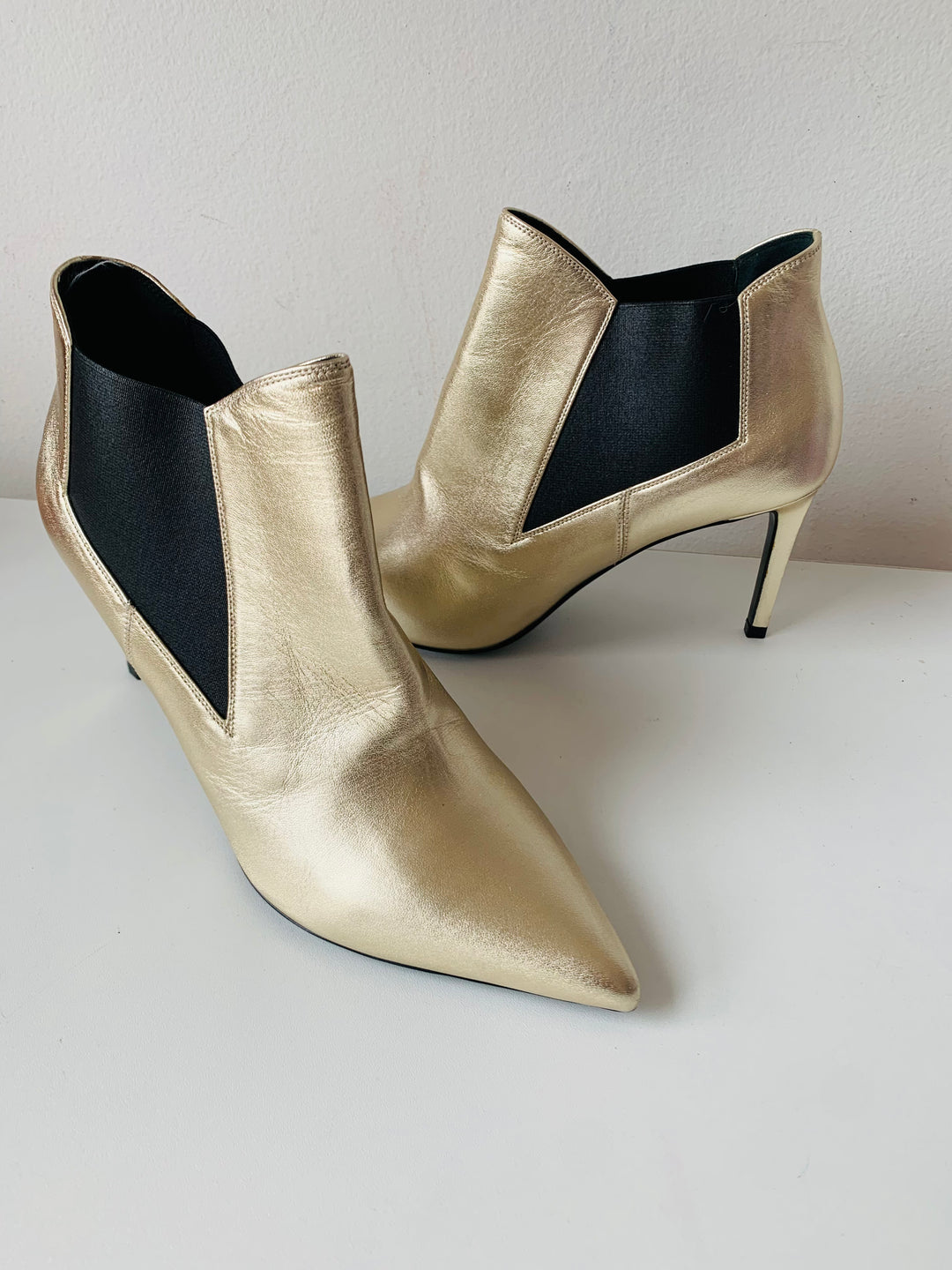 Saint Laurent Gold Metallic Boots Size 39