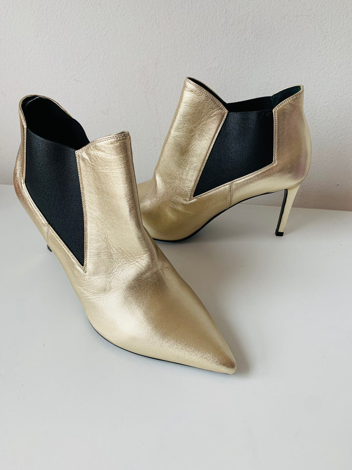 Saint Laurent Gold Metallic Boots Size 39