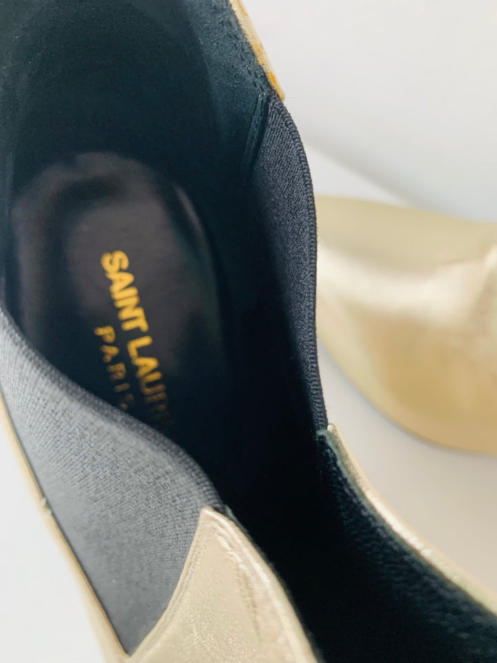 Saint Laurent Gold Metallic Boots Size 39