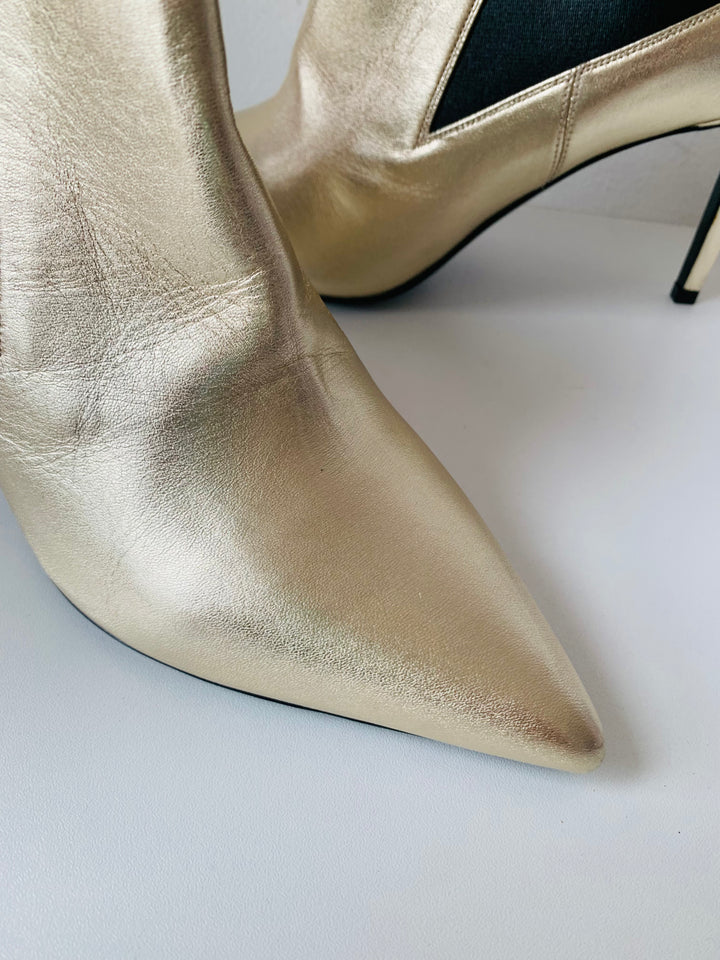 Saint Laurent Gold Metallic Boots Size 39