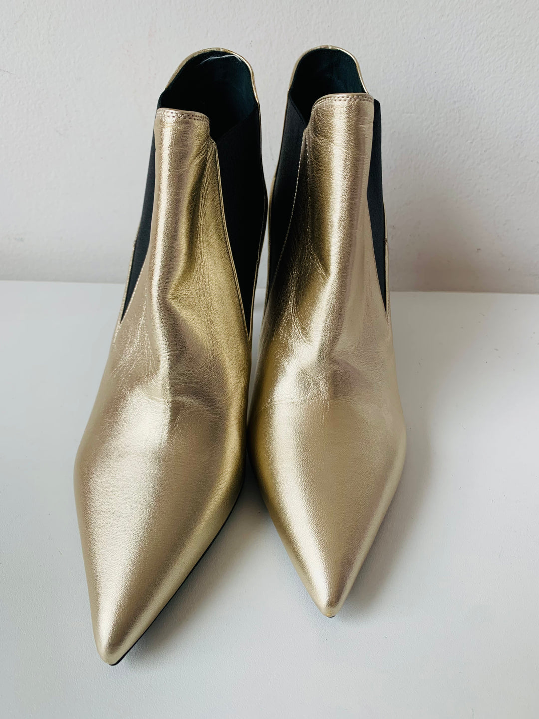Saint Laurent Gold Metallic Boots Size 39