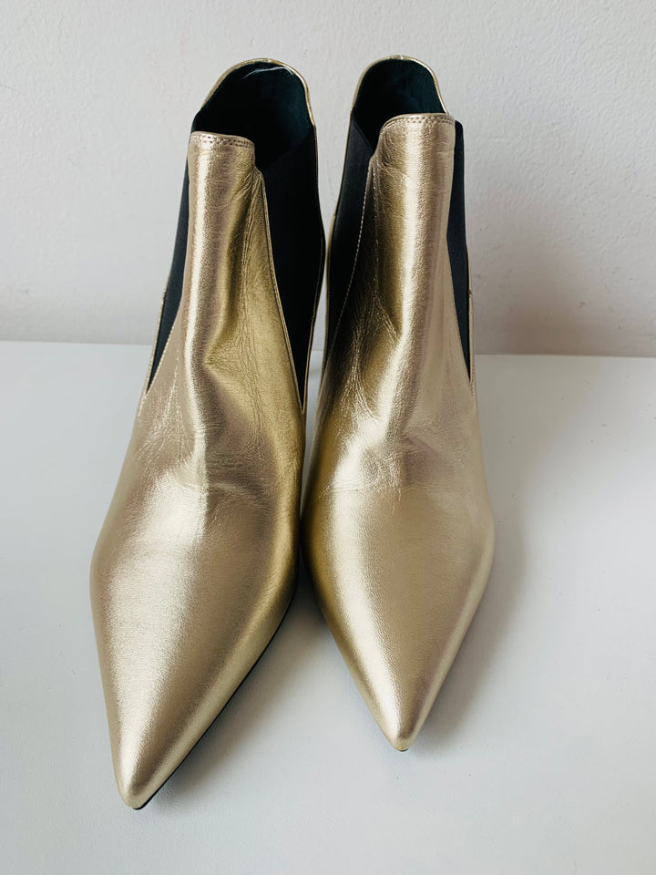 Saint Laurent Gold Metallic Boots Size 39