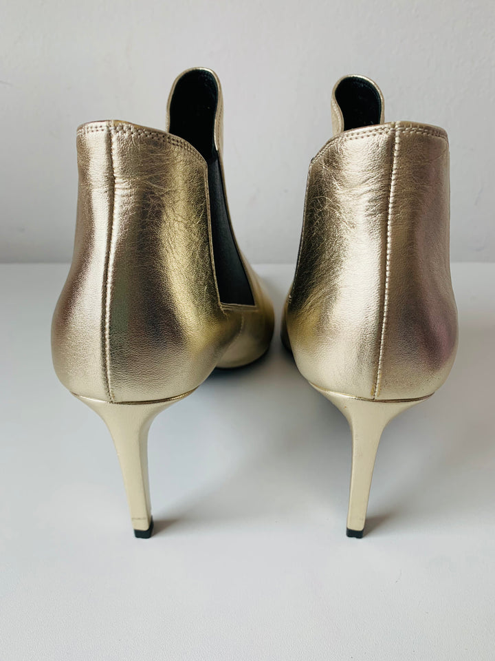 Saint Laurent Gold Metallic Boots Size 39