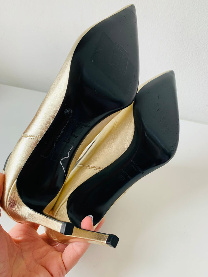 Saint Laurent Gold Metallic Boots Size 39