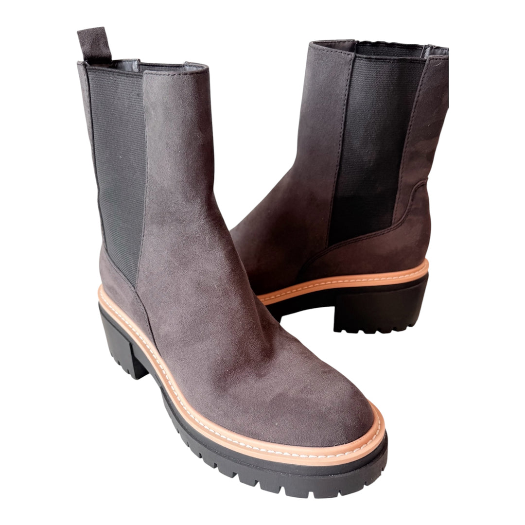 Open Edit Mya Lug Sole Chelsea Boots In Grey Size 9 New